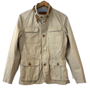 Massimo Dutti Men's 3419 Khaki Safari Utility Jacket Medium 100% Cotton Pockets